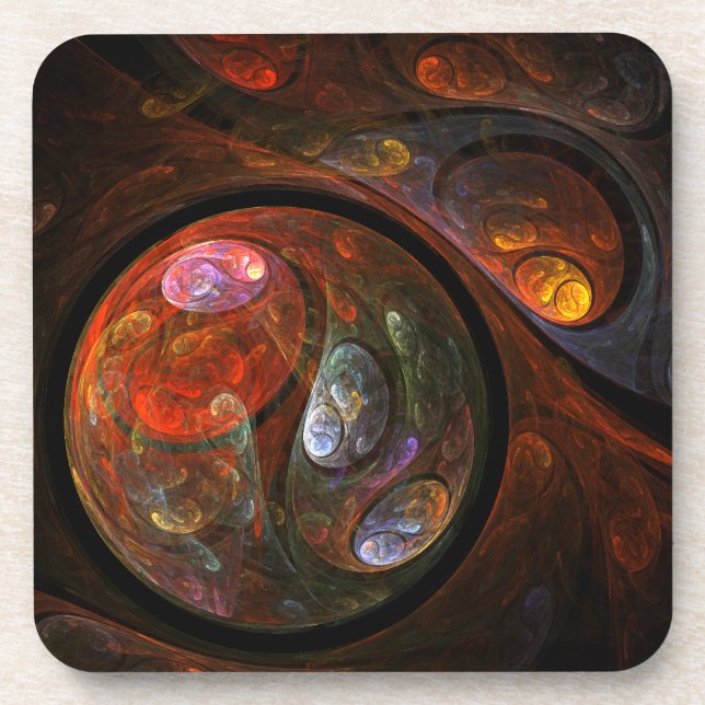 Fluid Connection Abstract Art Cork Coaster (Front)