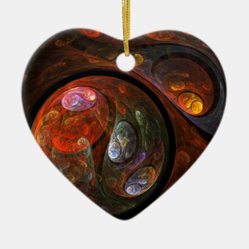 Fluid Connection Abstract Art Heart Ornament