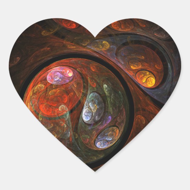 Fluid Connection Abstract Art Heart Sticker (Front)