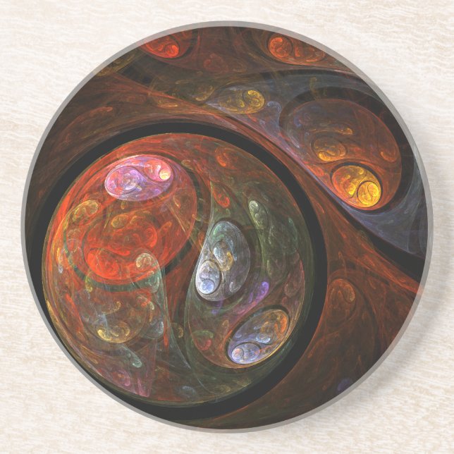Fluid Connection Abstract Art Sandstone Coaster (Front)