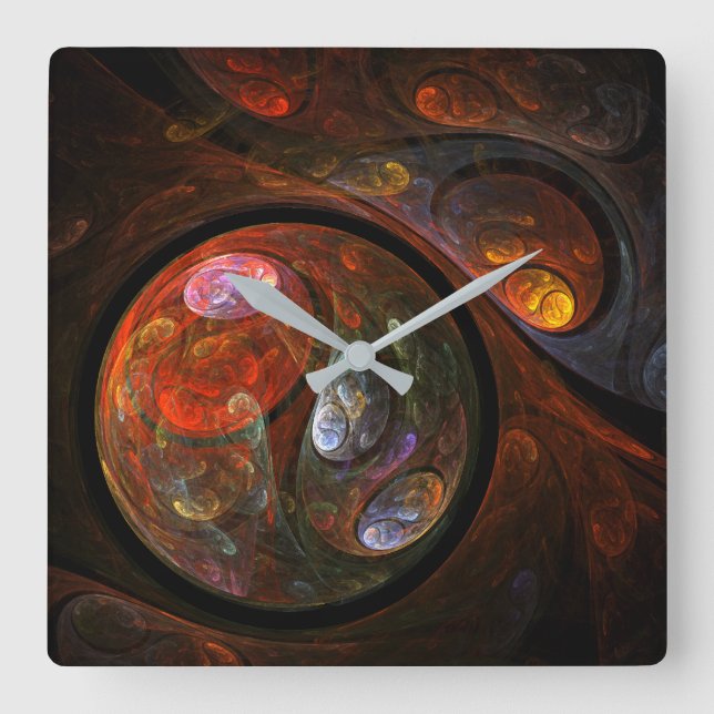 Fluid Connection Abstract Art Square Wall Clock (Front)