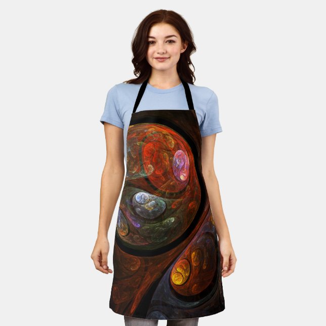 Fluid Connection Modern Cosmic Abstract Art Apron (Worn)