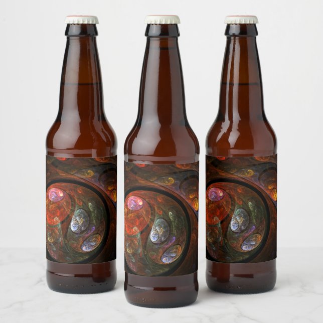 Fluid Connection Modern Cosmic Abstract Art Beer Bottle Label (Bottles)