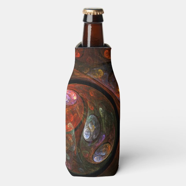 Fluid Connection Modern Cosmic Abstract Art Bottle Cooler (Bottle Front)