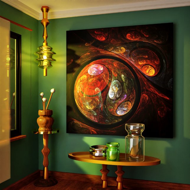 Fluid Connection Modern Cosmic Abstract Art Canvas Print (Fluid Connection Abstract Art Wrapped Canvas Print)