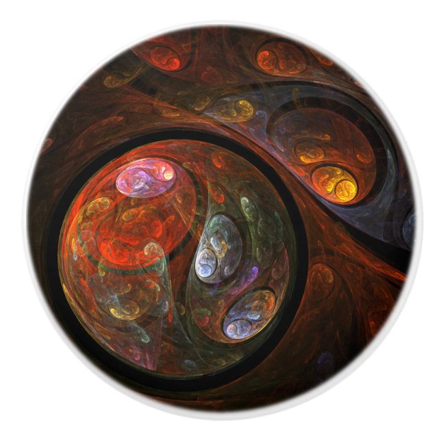 Fluid Connection Modern Cosmic Abstract Art Ceramic Knob (Front)
