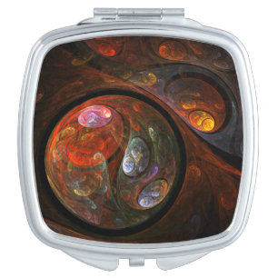 Fluid Connection Modern Cosmic Abstract Art Compact Mirror