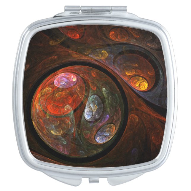 Fluid Connection Modern Cosmic Abstract Art Compact Mirror (Front)