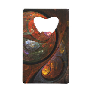 Fluid Connection Modern Cosmic Abstract Art Credit Card Bottle Opener
