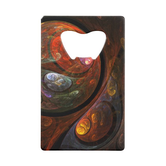 Fluid Connection Modern Cosmic Abstract Art Credit Card Bottle Opener (Front)