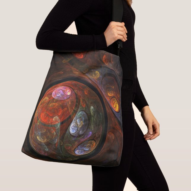 Fluid Connection Modern Cosmic Abstract Art Crossbody Bag (Close Up)