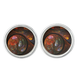Fluid Connection Modern Cosmic Abstract Art Cufflinks