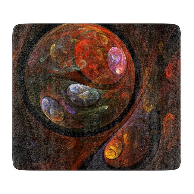 Fluid Connection Modern Cosmic Abstract Art Cutting Board (Front)