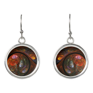 Fluid Connection Modern Cosmic Abstract Art Earrings