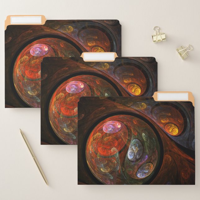 Fluid Connection Modern Cosmic Abstract Art File Folder (Set)
