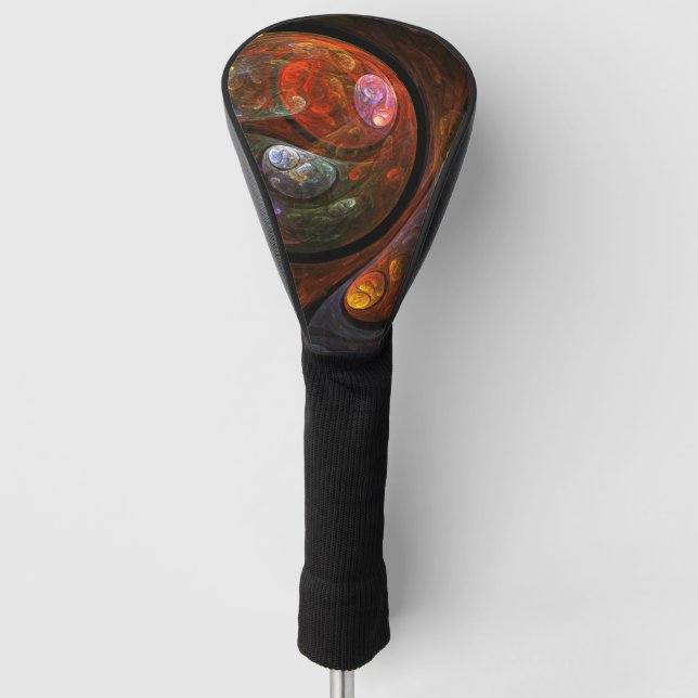 Fluid Connection Modern Cosmic Abstract Art Golf Head Cover (Front)