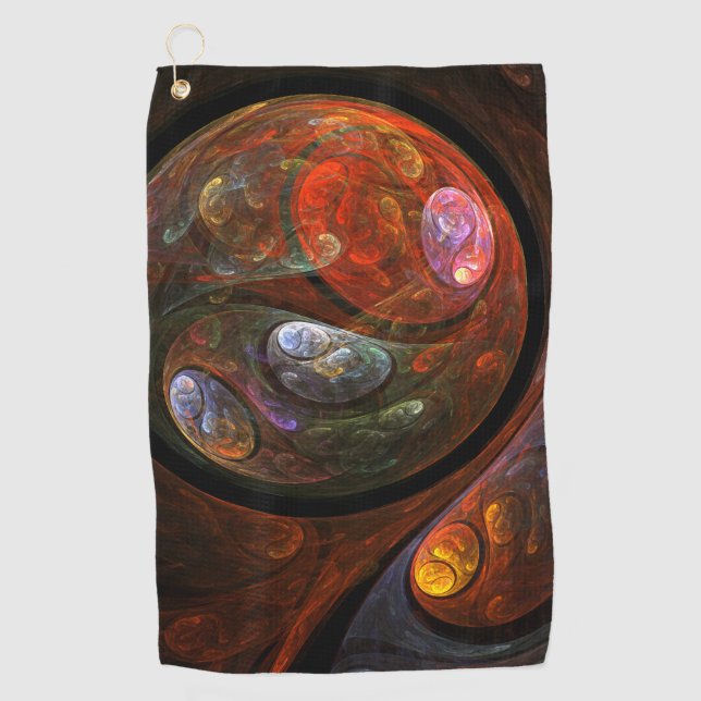 Fluid Connection Modern Cosmic Abstract Art Golf Towel (Front)