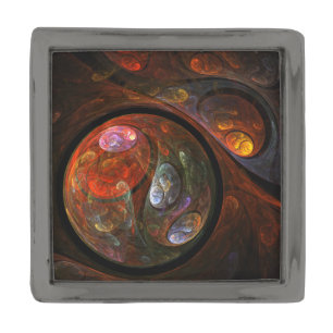 Fluid Connection Modern Cosmic Abstract Art Gunmetal Finish Lapel Pin