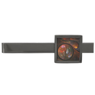 Fluid Connection Modern Cosmic Abstract Art Gunmetal Finish Tie Bar