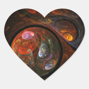 Fluid Connection Modern Cosmic Abstract Art Heart Sticker