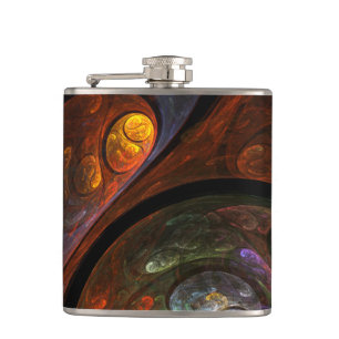 Fluid Connection Modern Cosmic Abstract Art Hip Flask