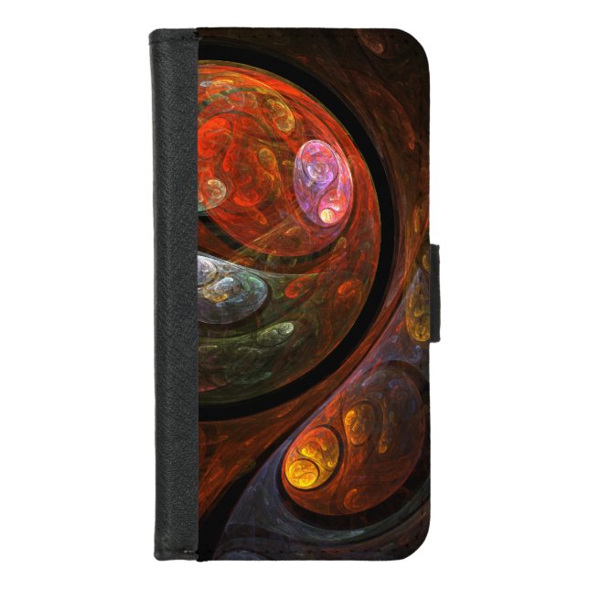 Fluid Connection Modern Cosmic Abstract Art iPhone Wallet Case (Front)