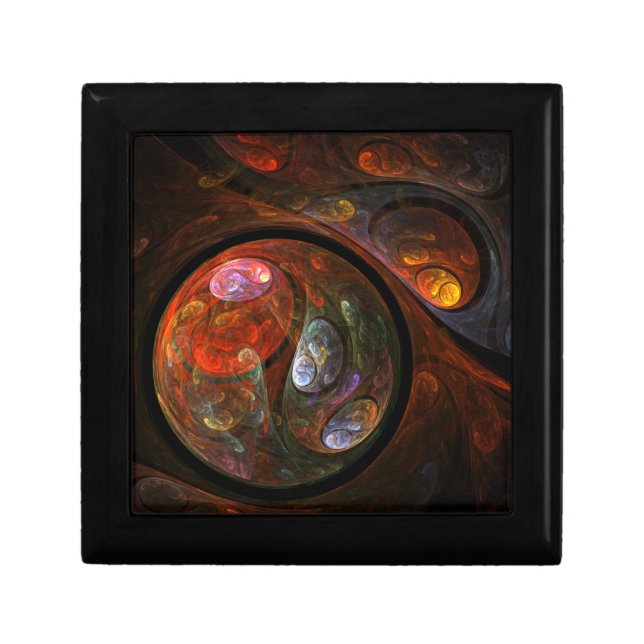 Fluid Connection Modern Cosmic Abstract Art Jewelry Box (Front)