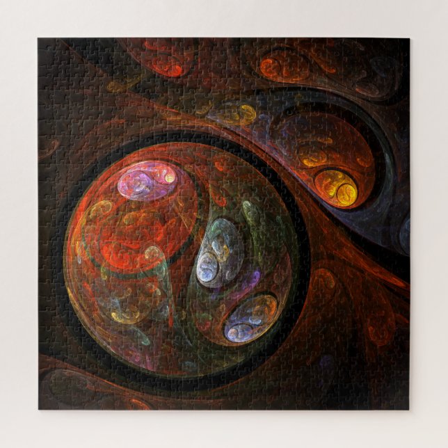 Fluid Connection Modern Cosmic Abstract Art Jigsaw Puzzle (Vertical)