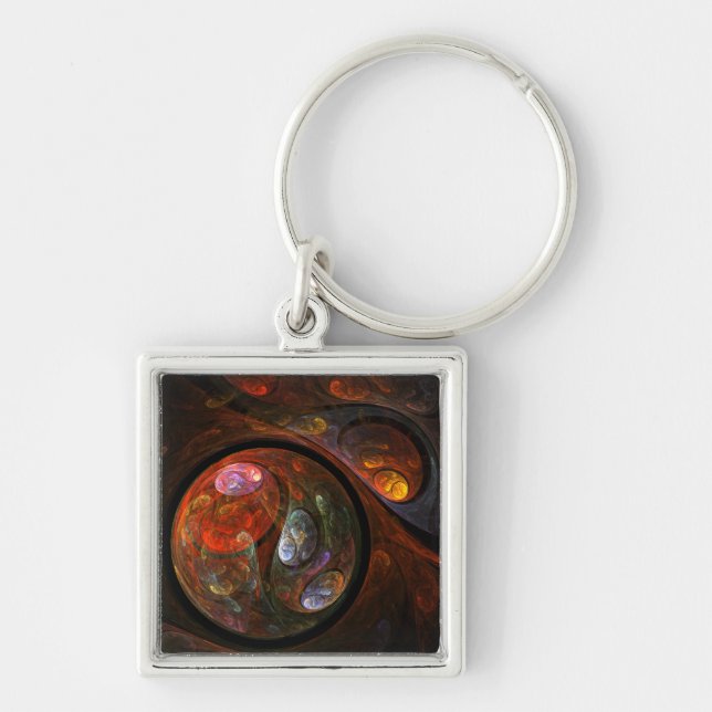 Fluid Connection Modern Cosmic Abstract Art Keychain (Front)