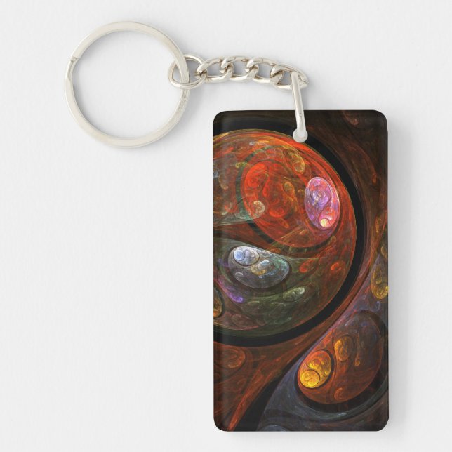 Fluid Connection Modern Cosmic Abstract Art Keychain (Front)