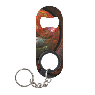 Fluid Connection Modern Cosmic Abstract Art Keychain Bottle Opener