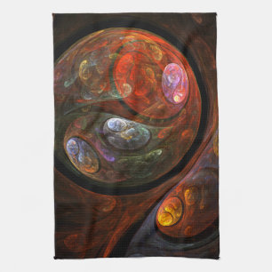 Fluid Connection Modern Cosmic Abstract Art Kitchen Towel