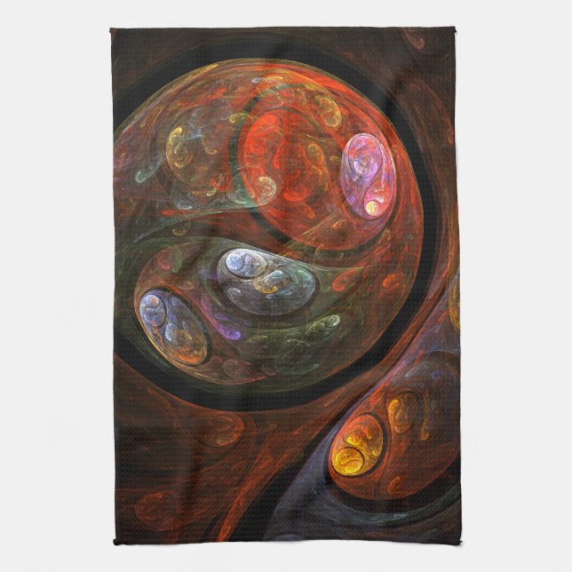 Fluid Connection Modern Cosmic Abstract Art Kitchen Towel (Vertical)