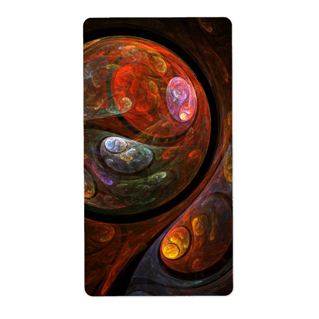 Fluid Connection Modern Cosmic Abstract Art Label (Front)