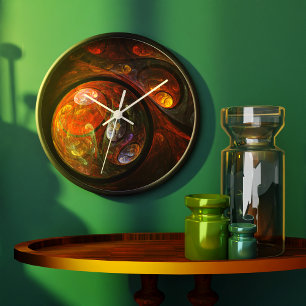 Fluid Connection Modern Cosmic Abstract Art Large Clock
