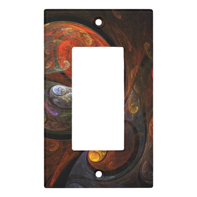 Fluid Connection Modern Cosmic Abstract Art Light Switch Cover (Front)
