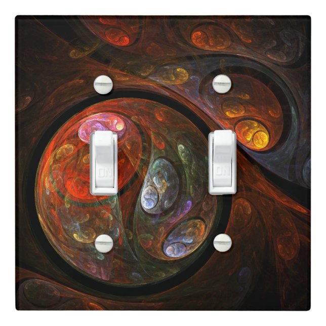Fluid Connection Modern Cosmic Abstract Art Light Switch Cover (In Situ)