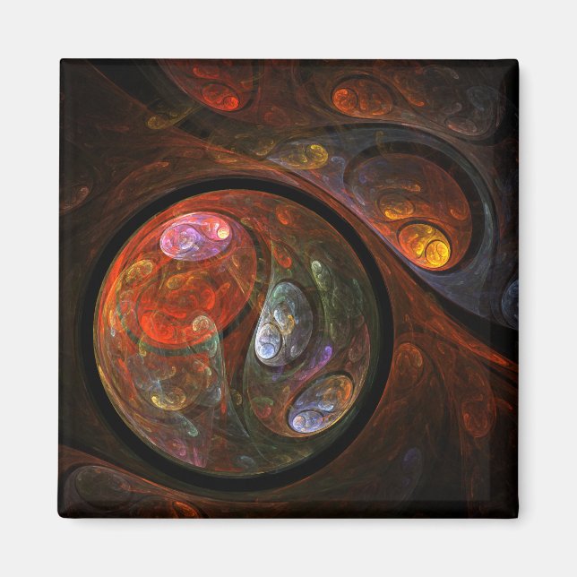 Fluid Connection Modern Cosmic Abstract Art Magnet (Front)