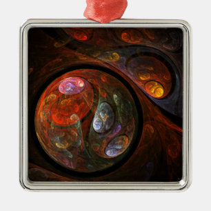 Fluid Connection Modern Cosmic Abstract Art Metal Ornament