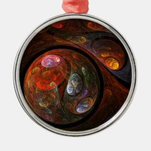 Fluid Connection Modern Cosmic Abstract Art Metal Ornament