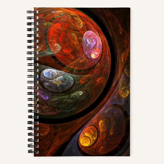 Fluid Connection Modern Cosmic Abstract Art Notebook (Front)