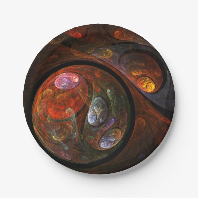 Fluid Connection Modern Cosmic Abstract Art Paper Plates (Front)