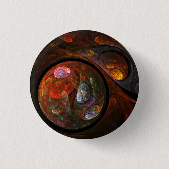Fluid Connection Modern Cosmic Abstract Art Pinback Button (Front)