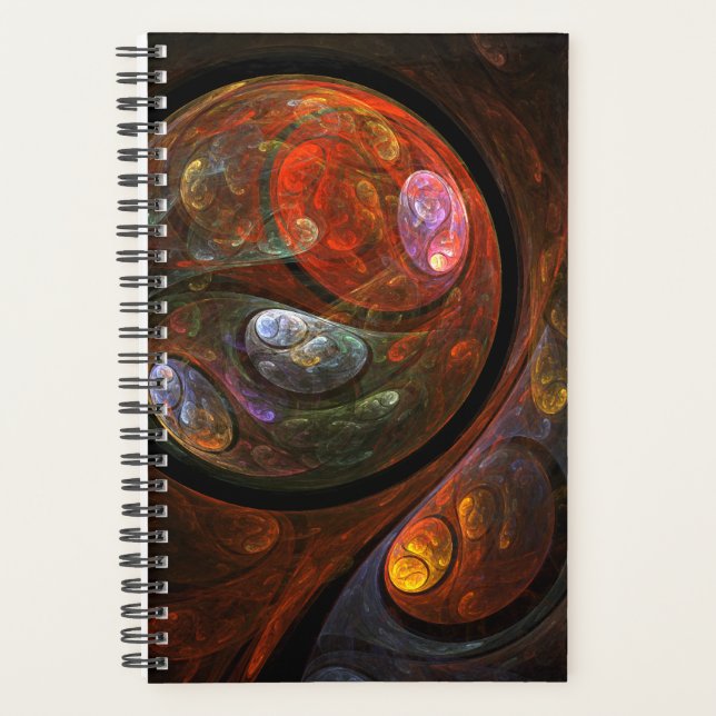 Fluid Connection Modern Cosmic Abstract Art Planner (Front)