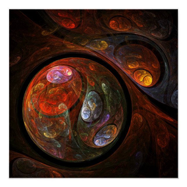 Fluid Connection Modern Cosmic Abstract Art Poster (Front)