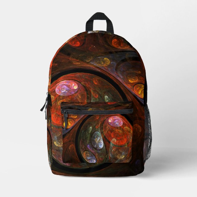 Fluid Connection Modern Cosmic Abstract Art Printed Backpack (Front)