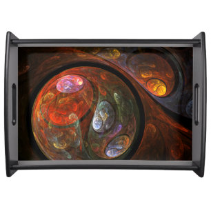 Fluid Connection Modern Cosmic Abstract Art Serving Tray