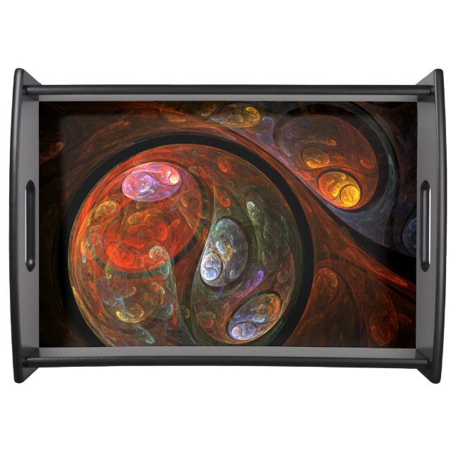 Fluid Connection Modern Cosmic Abstract Art Serving Tray (Front)