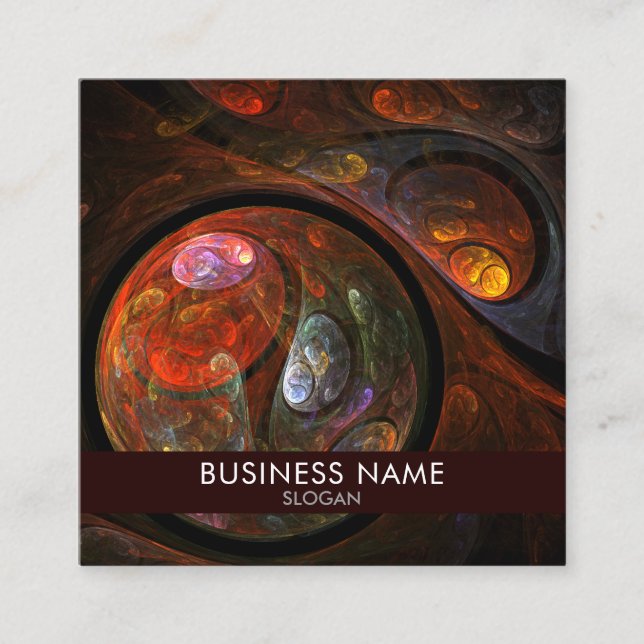 Fluid Connection Modern Cosmic Abstract Art Square Business Card (Front)