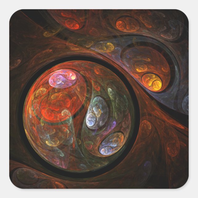 Fluid Connection Modern Cosmic Abstract Art Square Sticker (Front)
